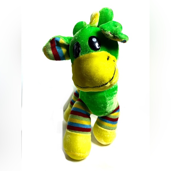 Cute Rare Plush Appeal Green Giraffe W/ Striped Legs/ Ears Plush Stuffed Animal - Picture 8 of 8